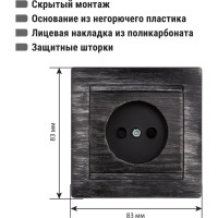 Розетка 2П 10А 250В с защитными шторками TDM ELECTRIC старинное серебро, серия "Лама" SQ1815-0651