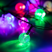Светодиодная новогодняя гирлянда ЭРА ENIN - 25BG, 20LED, нить, шарики, диаметр 25 мм, 2 м, RGB Б0055997