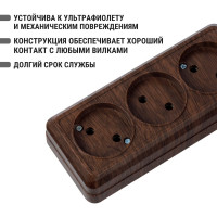 3-х местная горизонтальная розетка TDM ELECTRIC 2П открытой установки IP20 10A бук "Ладога" SQ1801-0324