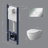 Комплект инсталляция с клавишей, с подвесным унитазом AM.PM Pro L Awe FlashClean глянец, хром IS49051.111700