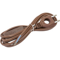 Шнур с выключателем и плоской вилкой TDM ELECTRIC с вырезом ШУ03В ШВВП 2x0,75мм2 2 м. коричневый ЭКО SQ1305-0026