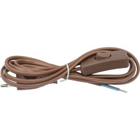 Шнур с выключателем и плоской вилкой TDM ELECTRIC с вырезом ШУ03В ШВВП 2x0,75мм2 2 м. коричневый ЭКО SQ1305-0026