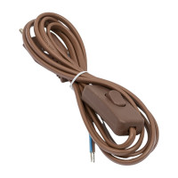 Шнур с выключателем и плоской вилкой TDM ELECTRIC с вырезом ШУ03В ШВВП 2x0,75мм2 2 м. коричневый ЭКО SQ1305-0026