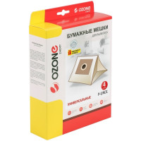 Мешки-пылесборники универсальные бумажные для пылесосов (4 шт; фланец 100x130 мм) OZONE P-UN01