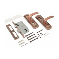 Врезной замок с ручками Аллюр ЗВ4-1/55A AC старая медь, автомат, без механизма секрета 7156