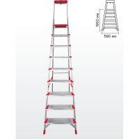 Профессиональная стремянка Новая Высота NV3118, 1x9 ступеней 130 мм, органайзер, Max нагр. 180 кг, 2К башмаки, 3118109
