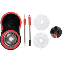 Швабра с отжимом и ведром LAIMA 7л/5л TONE MOP, две насадки в комплекте, черно-красный 607487