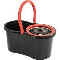 Швабра с отжимом и ведром LAIMA 7л/5л TONE MOP, две насадки в комплекте, черно-красный 607487