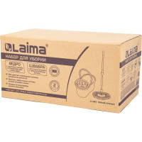 Швабра с отжимом и ведром LAIMA 7л/5л TONE MOP, две насадки в комплекте, черно-красный 607487