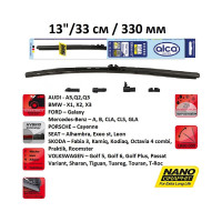 Щетка стеклоочистителя задняя 13"/33 см REAR FLAT, в комплекте 4 адаптера Alca 001340