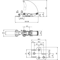 Натяжная регулируемая защелка с проушиной и скобой KUKAMET 361-3-T