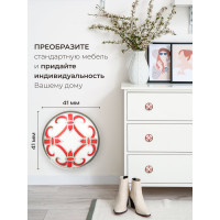 Металлическая ручка для мебели Blumen Haus Мальтийский узор цвет белый, рисунок красный 66106