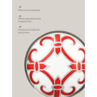 Металлическая ручка для мебели Blumen Haus Мальтийский узор цвет белый, рисунок красный 66106