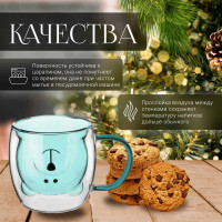 Стеклянная кружка PERFECTO LINEA Bear с двойными стенками, 250 мл, синяя 30-125202