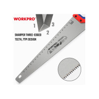 Ножовка по дереву WORKPRO 550 мм, SK5, 7TPI WP215008