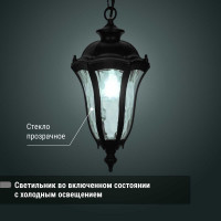Светильник уличный TDM ELECTRIC "Вена" 60 Вт, подвес, алюминий, прозрачное/черный Е27 SQ0330-0205