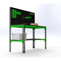 Металлический стол Metalex 750x1100x500 + перфопанель с комплектом аксессуаров SMMPRIA751150