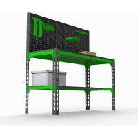 Металлический стол Metalex 750x1300x600 + перфопанель с комплектом аксессуаров SMMPRIA751360