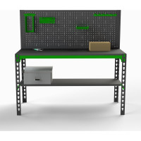 Стол металлический Metalex 750x1000x500 + перфопанель с комплектом аксессуаров MMPRIA751050