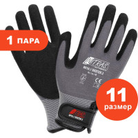 Трикотажные перчатки Nitras латексное рифленое покрытие ладони и пальцев, липучка, 13G, р 11 8910-111