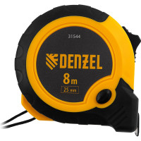 Рулетка Denzel 8 м, 25 мм, двухкомпонентный корпус, кнопка-пауза 31544