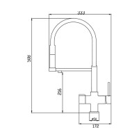 Смеситель для кухни ROSE с подключением к фильтру питьевой воды, темно-серый R758Y