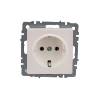 1-местная розетка IEK Brite рс11-1-0-брж с заземлением, без защитных шторок, 16А, жемчуг BR-R11-16-K36
