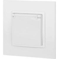 Розетка со шторками с крышкой ЭРА Elegance 2P+E Schuko, 16A-250В, IP20, белый 14-2103-01 Б0034278