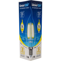 Светодиодная лампа Uniel. Форма свеча на ветру Серия Air LED-CW35-7,5W/WW/E14/CL GLA01TR UL-00003248