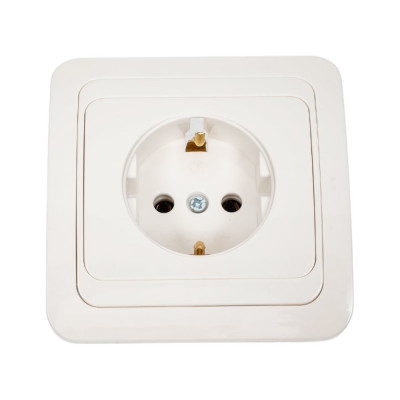 Розетка Smartbuy 1-местная с заземлением 16А белая, керамика Марс SBE-02w-16-S1-Z-c