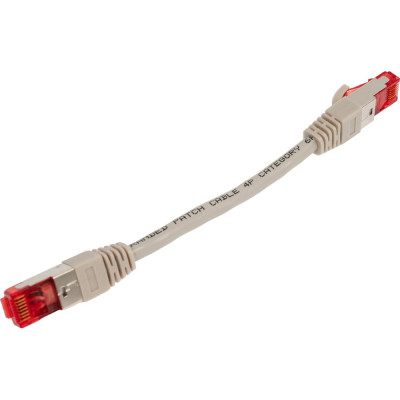 Шнур NIKOMAX, S/FTP 4 пары, категория 6a, 7х0,165 мм, PVC, серый, 0,15 м NMC-PC4SA55B-001-GY