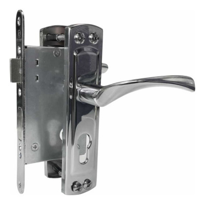 Врезной замок в комплекте с ручкой VETTORE 5523-4 CP хром 20535