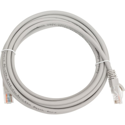 Неэкранированный патч-корд Cabeus U/UTP, категория 5е, 2xRJ45/8p8c, серый, LSZH, 3м PC-UTP-RJ45-Cat.5e-3m-LSZH