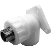 Комбинированный угольник РОСТерм 25 мм х 3/4" НР с креплением полипропилен angcombmountPPR25-3/4out