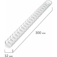 Пластиковые пружины для переплета BRAUBERG 50 шт., 32 мм, белые 530931