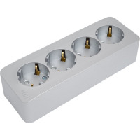 4-ая розетка Systeme Electric BLANCA О/У, с заземлением, со шторками, АЛЮМИНИЙ BLNRA011413
