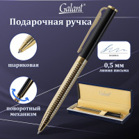 Подарочная шариковая ручка Galant Black Melbourne, золотистый/черный корпус, золотистые детали, 0,7мм, синяя, 141356