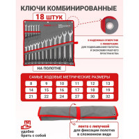 Набор комбинированных ключей Forcekraft 18 предметов на полотне FK-5181(29934)
