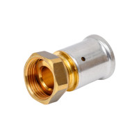 Муфта HENCO накидная гайка, плоское уплотнение, латунь пресс, 20x3/4" 26P-20Z05