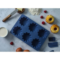 Силиконовая форма для кексов VETTA HS-027 6 ячеек, гофрированная, 25.5x18x3.5 см, 3 цвета 891-005