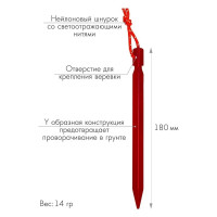 Набор ультралегких Y-образных колышков COGHLAN'S 4шт, 18см, красные 118MA