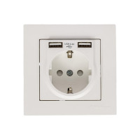 Розетки со шторками Mutlusan Electric, 16А c 2 USB-разъем белый цвет 2220 619 0201