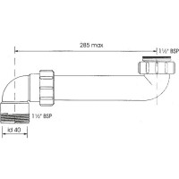 Отводная труба McAlpine 90 град. (внут.1 1/2-нар.1 1/2) длина  285 мм HC13