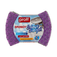 Губка для мытья посуды PROFF PLASTIK "proff" 105x65 мм, 2 шт/уп, с цветным абразивом, фигурная, серая 1/30 УИ-2601540
