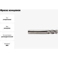 Фреза концевая твердосплавная 3x8 х 28 ВК8 Z=3 ц/х 2220-0171 ГОСТ 18372-73 Beltools ri.192.1021