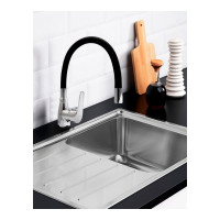 Смеситель для кухни ARCO DA VELLA 40 мм, ручка боковая, с гайкой, гибкий излив черный А47(1)34BL 13794