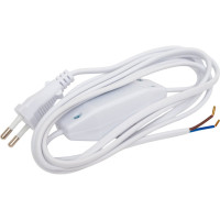 Шнур вилкой и проходным выключателем-регулятором ООО "ОПТИКОМ ЭЛЕКТРИК" белый 2м 2x0,75мм2 1404.0299