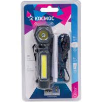 Налобный аккумуляторный фонарь КОСМОС 3Вт+3ВтCOB/кол. линза/Li-ion18650 1200mAh/USBtC/магнит/зажим KOC508Lit