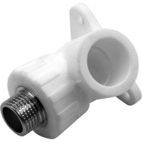 Комбинированный угольник РОСТерм 25 мм х 3/4" НР с креплением полипропилен angcombmountPPR25-3/4out