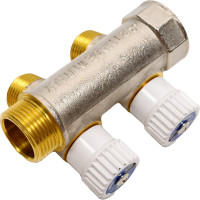 Распределительный коллектор STOUT 3/4, 2 отвода 1/2 плоское уплотнение SMB 6852 341202 RG008TN2KD57AI